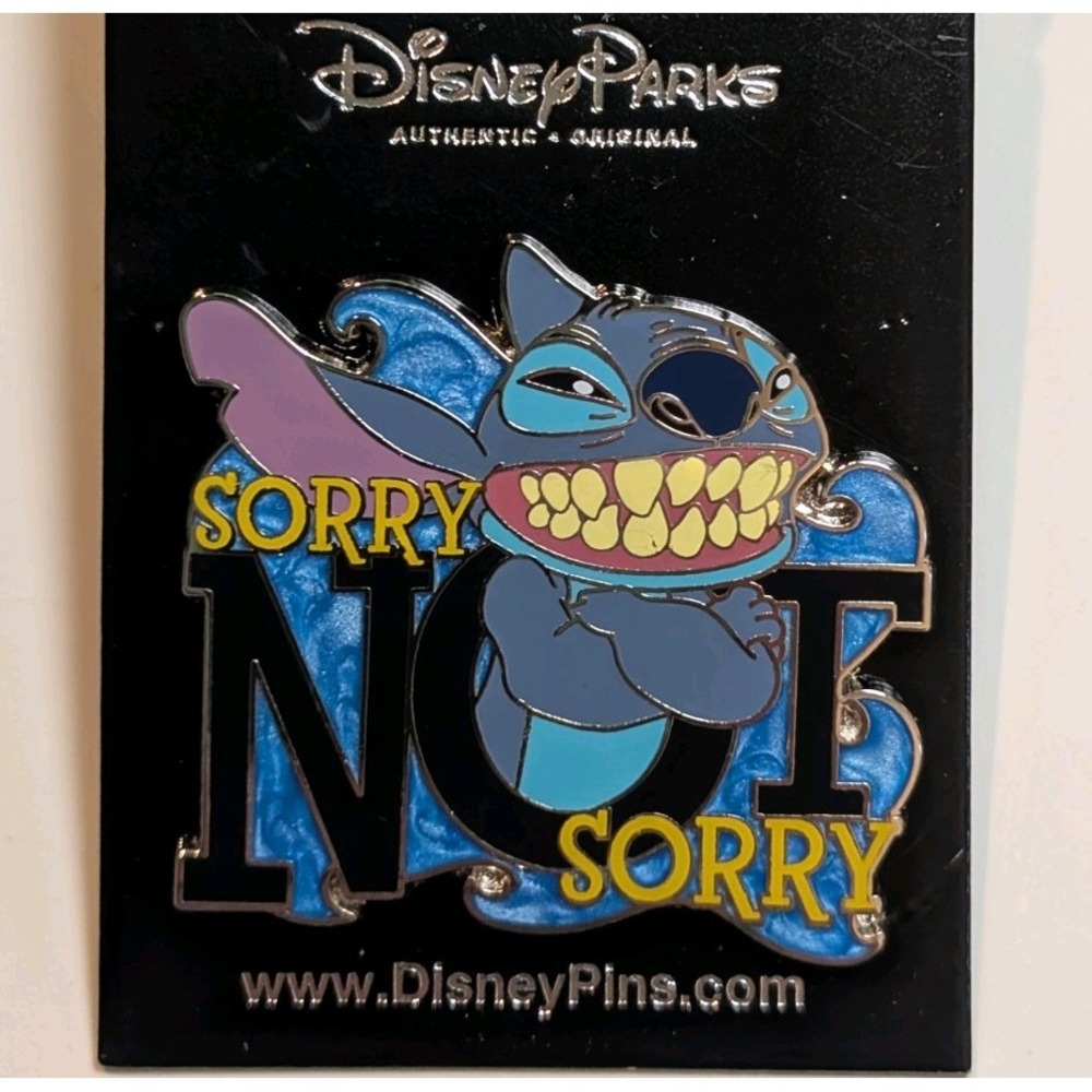 NEW ON CARD- Disney Parks Pin Lilo & Stitch - "Sorry Not Sorry" Pin Authentic